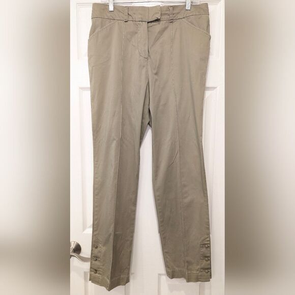 Soft Surroundings High ride straight leg army green khaki pants size TM stretch - Picture 1 of 11